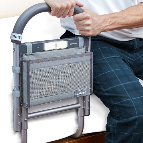 Amazon.com: Lunderg Bed Rails for Elderly Adults Safety - with Motion Light, Storage Pocket & Non-Slip Handle Bar - Bed Railings for Seniors & Surgery Patients - The Bedside Assist Makes Getting in & Out Easier : Health & Household