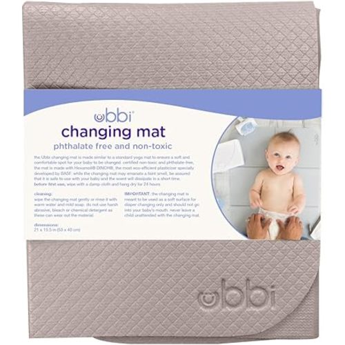 Ubbi On-The-Go Diaper Changing Baby Mat, Soft and Comfortable Diaper Bag Accessory Must Have for Newborns, Easy to Clean, Portable Folding Pad, Baby Traveling Accessories, Taupe
