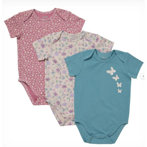 Hanes Pure Comfort Baby Short Sleeve Bodysuits, Organic Cotton, Boys & Girls, 3-Pack