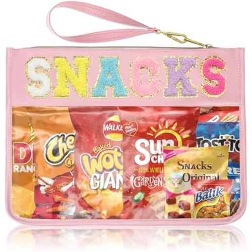 Siwara Snack Bags Clear Pouch Travel Makeup Bag Chenille Letter Bags for Zipper Pouch Clear Cosmetic Bag Clearly Tote Bag Makeup Travel Bags for Women