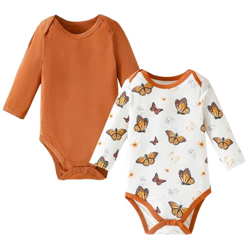 DEFAHN 2PCS Visocse from Bamboo Baby Rompers Unisex Onsies Solid Short Sleeve Baby Bodysuit 0-24 Months