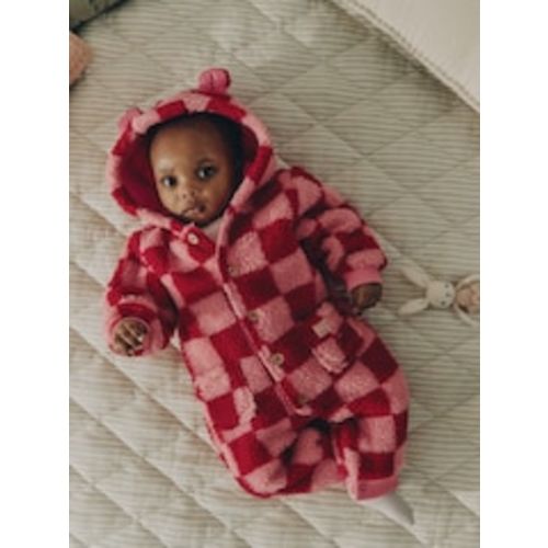 Buy Pink and Red Checkerboard Borg Hooded Baby All-In-One (0mths-2yrs) from Next USA