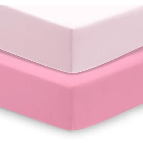 Baby Crib Sheets (2-Pack) for Boys Girls, Soft Fitted Sheets for Standard Crib Toddler Mattress, Breathable Baby Sheets (28x52x8in)