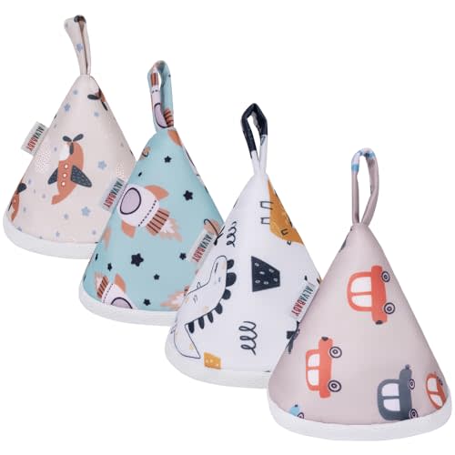 ALVABABY 4 Pcs Baby Boy Pee Covers, 3.5 * 4 In,Strong Water Absorption Pee Shield for Newborn Boy, 4-Layer Reusable Pee Cap, Diaper Changing Accessory for Baby Gift