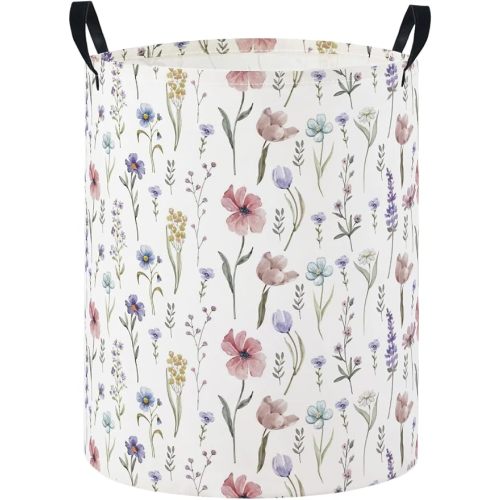 Baby Laundry Basket Baby Nursery Hamper Kids Laundry Basket Toy Storage Bin for Boys Room Decor Gift Baskets for Bedroom Bathroom(Flower)