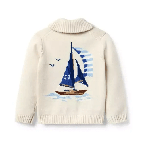 Boy Soft Beige The Anchors Aweigh Cardigan by Janie and Jack