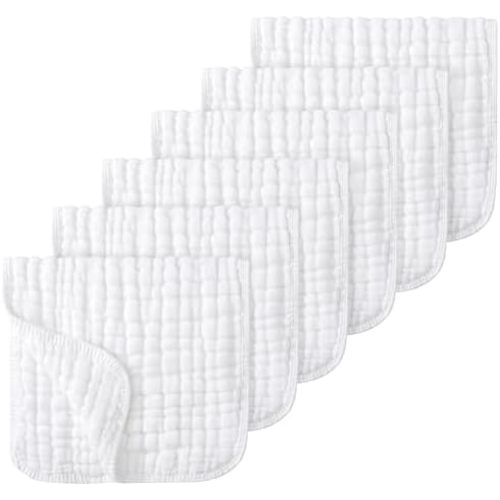 Looxii Muslin Baby Burp Cloths, Absorbent Brup Rags 6 Pack Set for Baby