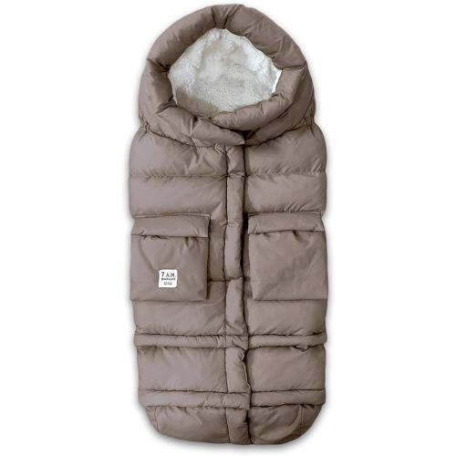 'Chestnut' 7AM Enfant Stroller Blanket 212 - Adjustable Baby Car Seat Zipped Blanket for Babies Winter, Unisex Multi Purpose Fleece Lined Warm Hooded Toddler Footmuff Water Repellent | (6M - 4T)