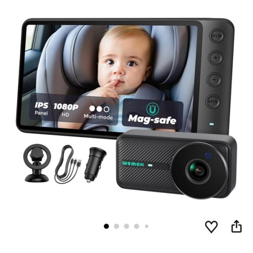 Amazon.com: WEMOH NO.1 Magnetic Baby Car Camera, 5'' 1080P IPS Magnetic Mount Monitor, Auto Night Vision, 360° Rotation Car Camera for Baby with Zoom & Mirror Mode, USB-Powered Baby Monitor for Rear Facing