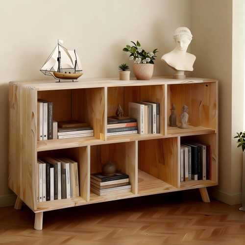 Solid Wood Cube Bookshelf, Modern Storage Organizer for Books/Toys/Home Décor