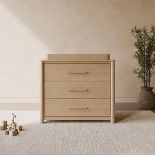 Malta Driftwood 3 Drawer 39.37 in. Wide Dresser with Removable Changing Topper