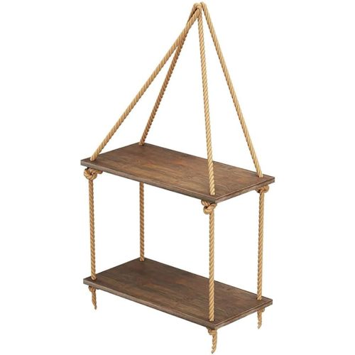 Rope Wood Hanging Shelves, 2 Tier