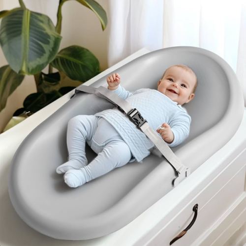 Wipe-Clean Changing Pad, Waterproof & Wipeable, Soft & Non-Slip Diaper Adjustable Safety Belt, Changing Pad for Dresser, Changing Table