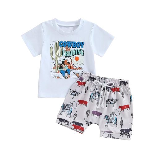 Kupretty Baby Boy Clothes Toddler Summer Outfit Short Sleeve T-Shirt Tee Tops Joggers Casual Shorts 2Pcs Clothing Set
