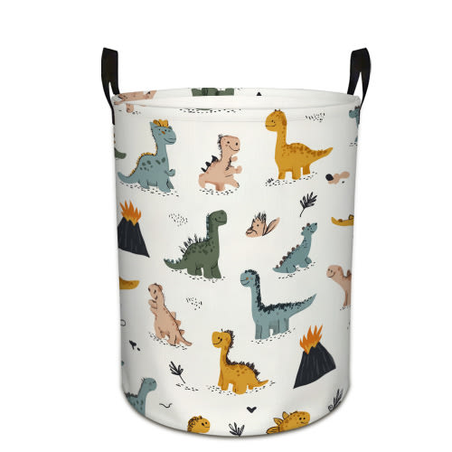 Cartoon Dinosaurs and Volcanoes Print Extra Large Foldable Laundry Basket Stylish Easy to Use for Bedroom Bathroom Laundry Room Oxford Fabric Storage Bin