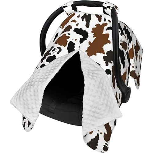 Brown Black Cow Print Car Seat Covers for Babies,Baby Car Seat Canopy Cover for Newborn Mom Multi Use Nursing Cover for Breastfeeding Baby Stuff for Newborn Infant Boys Girls Shower Gift
