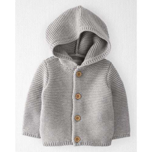 Baby Organic Cotton Signature Stitch Cardigan - Grey