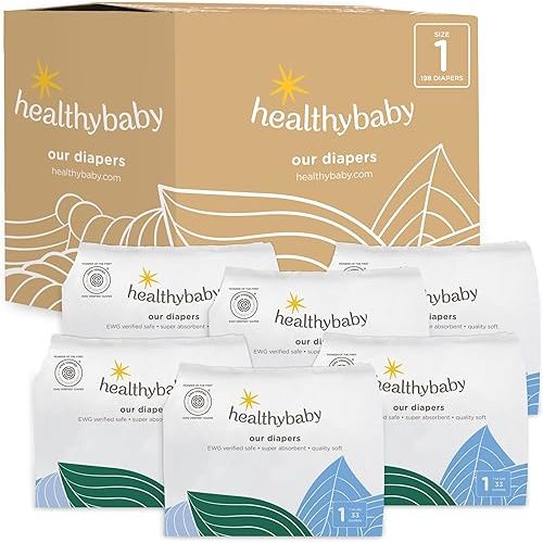 Our Diapers | The First EWG Verified & Microbiome-Friendly Diaper | 12-Hour Leak Protection | Made with Organic Cotton & Plant-Derived Materials | Totally Chlorine Free | Size 1 (7-14 lbs) 198 Count