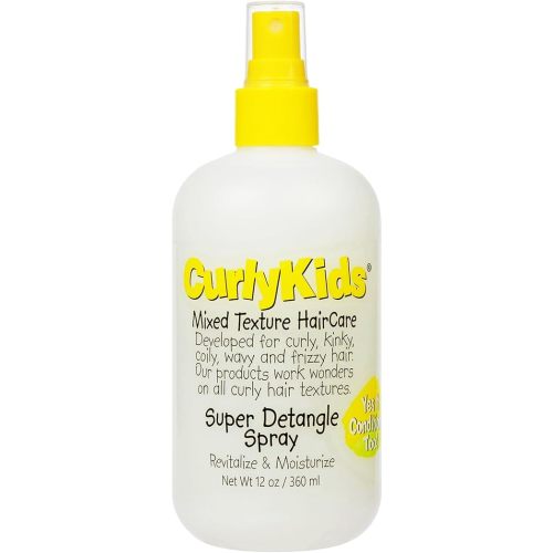 CurlyKids Super Detangling Spray, 12 fluid ounces, Hair Conditioner or Detangling Spray for Kids, Frizz Control, Easy Styling for All Curl Types, Sulfate & Paraben Free
