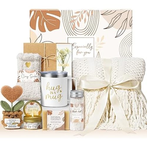 Self Care Gifts Get Well Soon Gift Baskets for Women, Mothers Day Birthday Gifts for Women Care Package, Unique Sympathy Gift Basket Spa Thinking of You Gift Set for Mom Her Wife Best Friend Sister