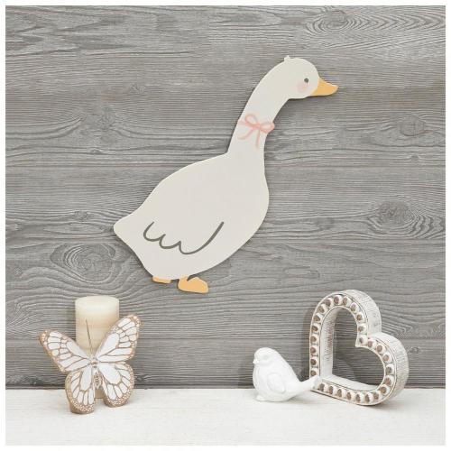 Goose With Pink Bow Wood Wall Decor