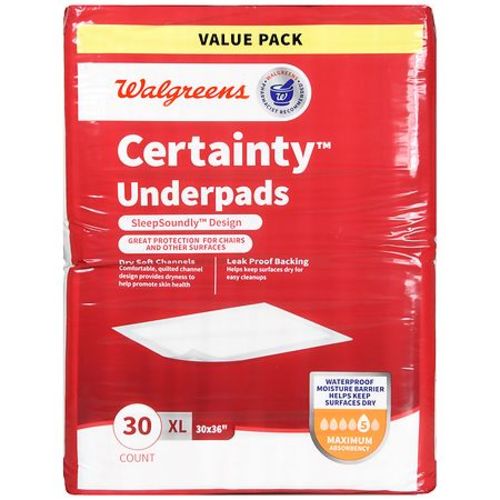Walgreens Certainty Underpads, Maximum Absorbency XL