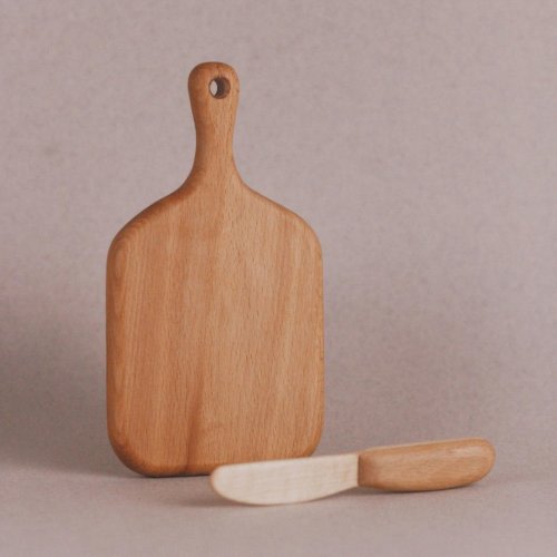 Handmade Wooden Cutting Board and Wooden Knife | Play Kitchen- Blue Otter Toys