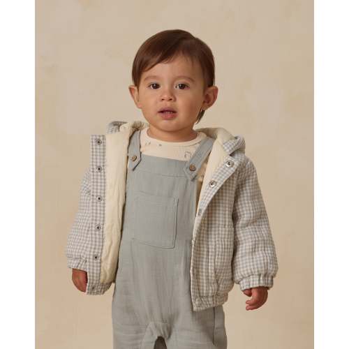 Hooded Woven Jacket || Blue Gingham – Quincy Mae