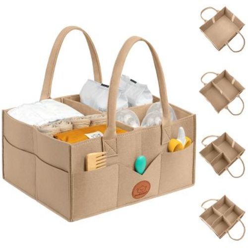 Original Baby Diaper Caddy Organizer, Large Storage Caddy Organizer for Nursery, Changing Table (Taupe)