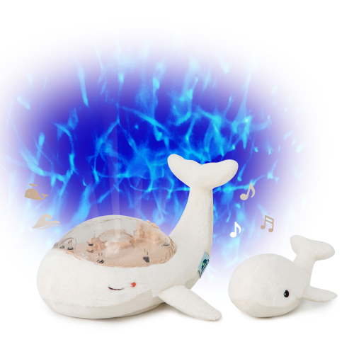 Cloud b Tranquil Whale Family Dimmable Whale LED Night Lights, Soft Aquamarine Glow; Deep Blue Glow