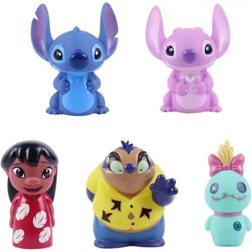 Disney Stitch - 5 Piece Jumbo Squirter Bucket - Bath Toys for Baby and Toddlers - Includes Organizer Bucket - Store Bath Time Water Toys