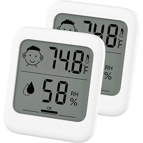 Digital Thermometer and Hygrometer with Comfort Face Display, Hygrometer, Stand, Magnet, Hanging, Simple, Infectious Disease Prevention, Heat Stroke Prevention (Pack of 2)