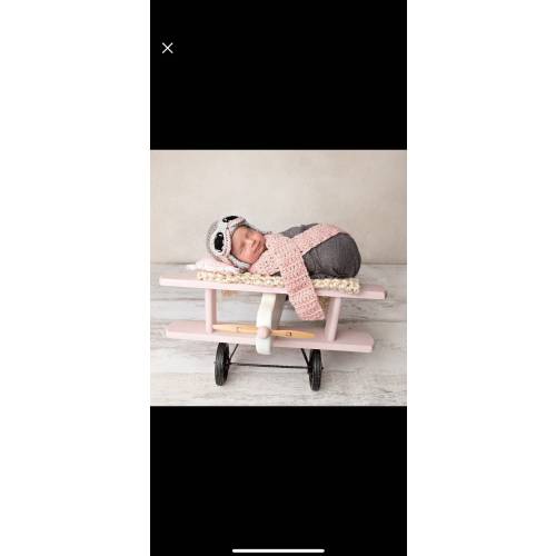 Newborn Aviator Hat, 3 Piece Set, Aviator, Goggles, Scarf, Gray, Pink, Baby, Girl, Newborn Photo Prop, Ready to Ship
