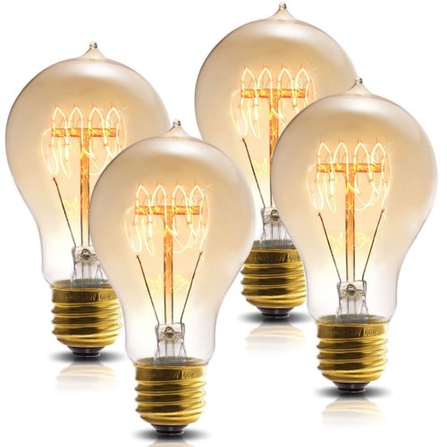 YANSUN 60 -Watt EQ A19 Warm white Medium base (E-26) Dimmable Incandescent General purpose Light Bulb 4 -Pack