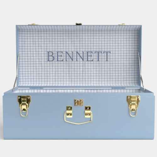 Petite Trunk - Light Blue - Picnic in Blue / Embroidery