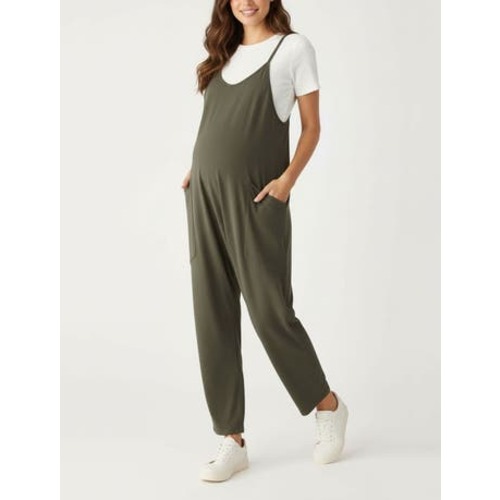 Sleeveless Relaxed Fit Maternity Jumpsuit, Small