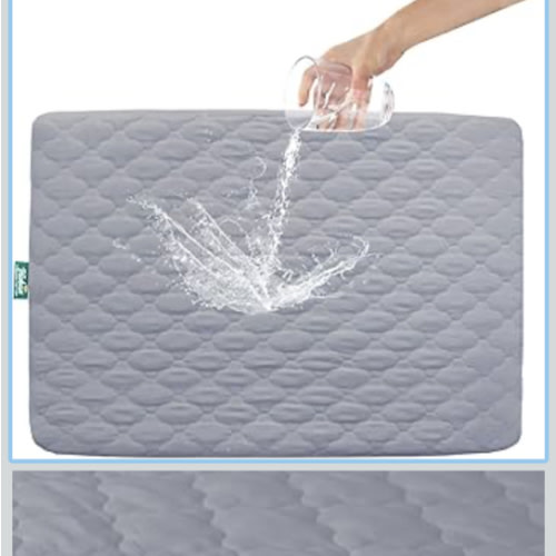 Pack and Play Sheets Mattress Pad Protector Fitted Waterproof Playard Mattress Cover, Compatible with Graco Pack n Play & Dream On Me & Pamo Babe, Playpen/Playard Sheet Quilted, Gray, 39" x 27"