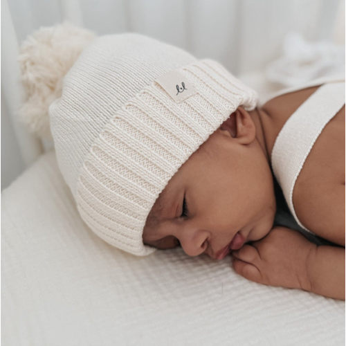 Luna + Luca Pom Beanie - Cream