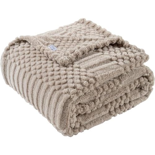 Brown Throw Blanket - Soft & Fluffy Fleece, Neutral Tan Color, Cute & Aesthetic, Perfect for Sofa, Couch, Chair, Bed, Living Room & Bedroom, All-Season Use, Plush & Cozy Decorative Blanket 50'x60