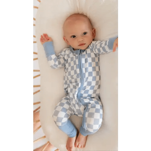 Infant Romper in Cornflower Blue Checkered – Silks