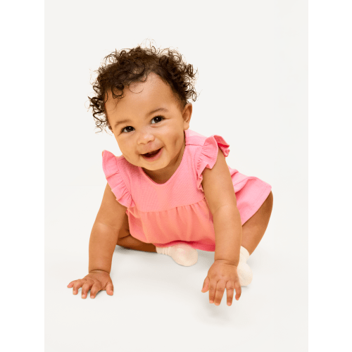 Ribbed Flutter-Sleeve Top and Shorts Set for Baby