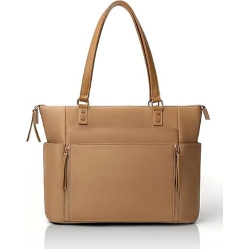 MOMINSIDE Neoprene Diaper Bag Tote, Diaper Bag Backpack pañaleras para bebe,14 Pockets Large Capacity Diaper Bags, Convertible Diaper Tote, Brown