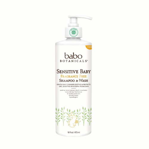 Babo Botanicals Sensitive Baby Fragrance Free Shampoo & Wash, Family Size