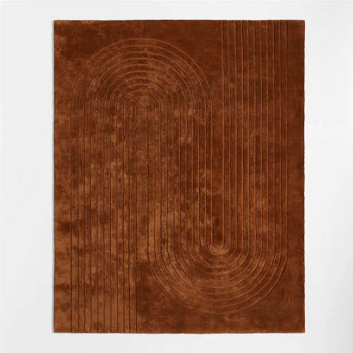 Geo Carved Almond Brown Kids Performance Area Rug 5'x8'