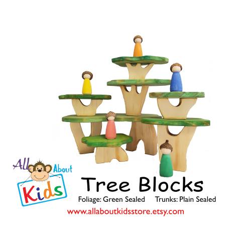 Tree Building Blocks, Toddler or Preschool Handmade Tree House Blocks Set - Natural Wood Construction Toys / Montessori & Waldorf Inspired