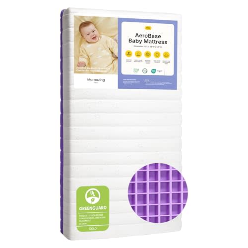 MAMAZING Baby & Toddler Crib Mattress – 2 Stage Breathable Mattress, Temperature Balance Fabric Cover, 100% Washable, Oeko-TEX, GREENGUARD Gold & SGS Certified, 52" × 28" × 3.7"