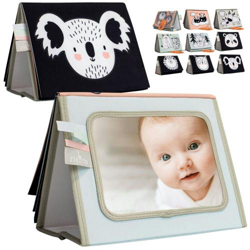 Soft Tummy Time Book w/Large Stimulating Baby Safe Mirror - High Contr – Maisonette