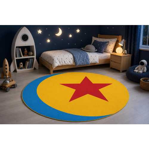 Pixar Ball Rug Toy Story Rug, Luxo Ball Round Carpet, Soft Velveteen Kids Playroom Rug, Disney World Home Decor, Red Star Yellow Blue Mat