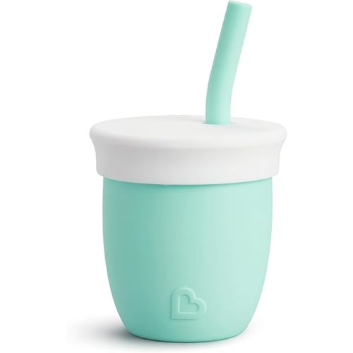 Munchkin Straw Cup with Removable Lid, for Babies and Toddlers 6 Months and Up, 4 Ounce, Silicone, Mint