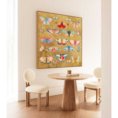 Gold Butterfly Wall Art: Elegant Colorful Glam Botanical Home Decor
